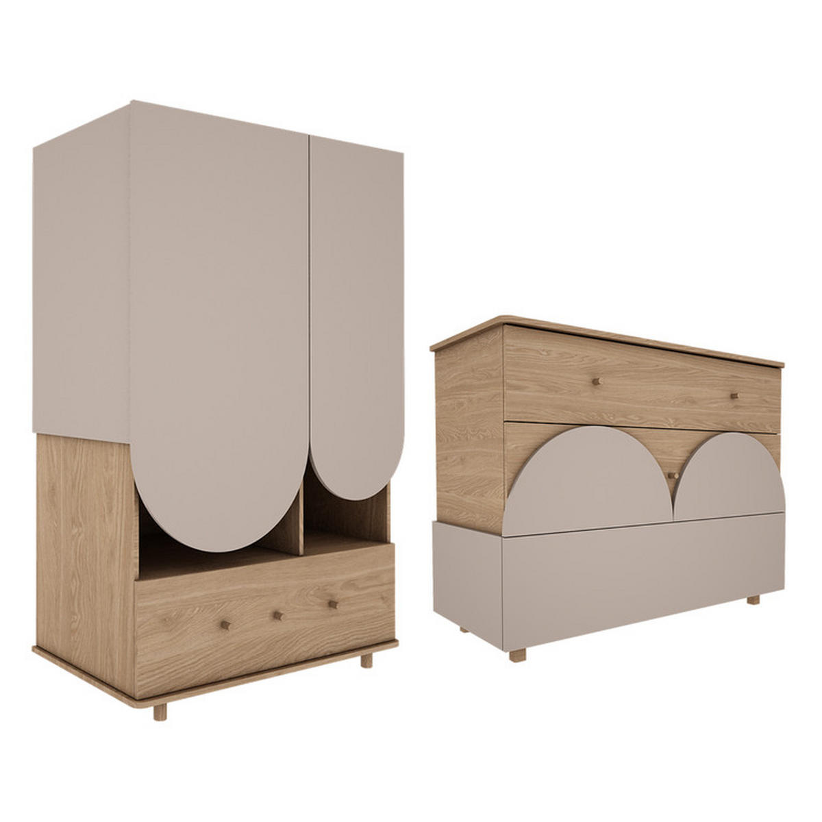 POKOJ PRO MIMINKO 2DÍLNÝ Bloom Béžová a dřevo - hnědá, kompozitní dřevo (120/93/52cm) - Petits-meubles