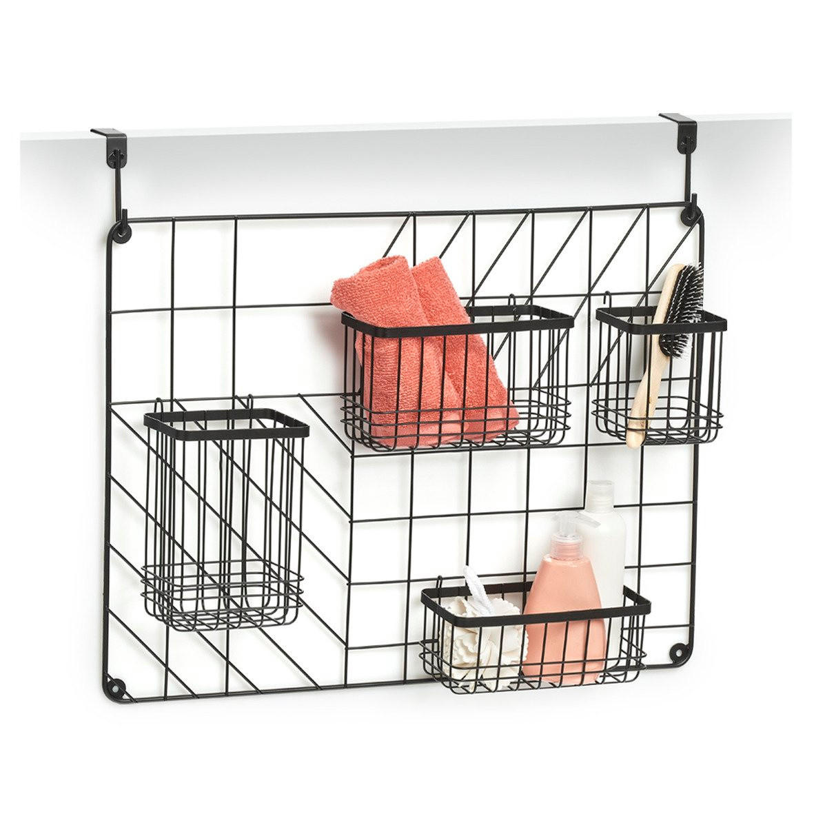 KÜCHENORGANIZER zum Aufhängen an der Tür+5 Körbe 46/12/60 cm - Schwarz, Metall (12/60/46cm) - ZELLER