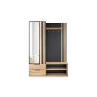 GARDEROBE LEONI 140/200 in Eiche Wotan / Schwarz - Eiche Wotan/Schwarz, Holzwerkstoff (140/200/40cm) - Deine Möbel 24