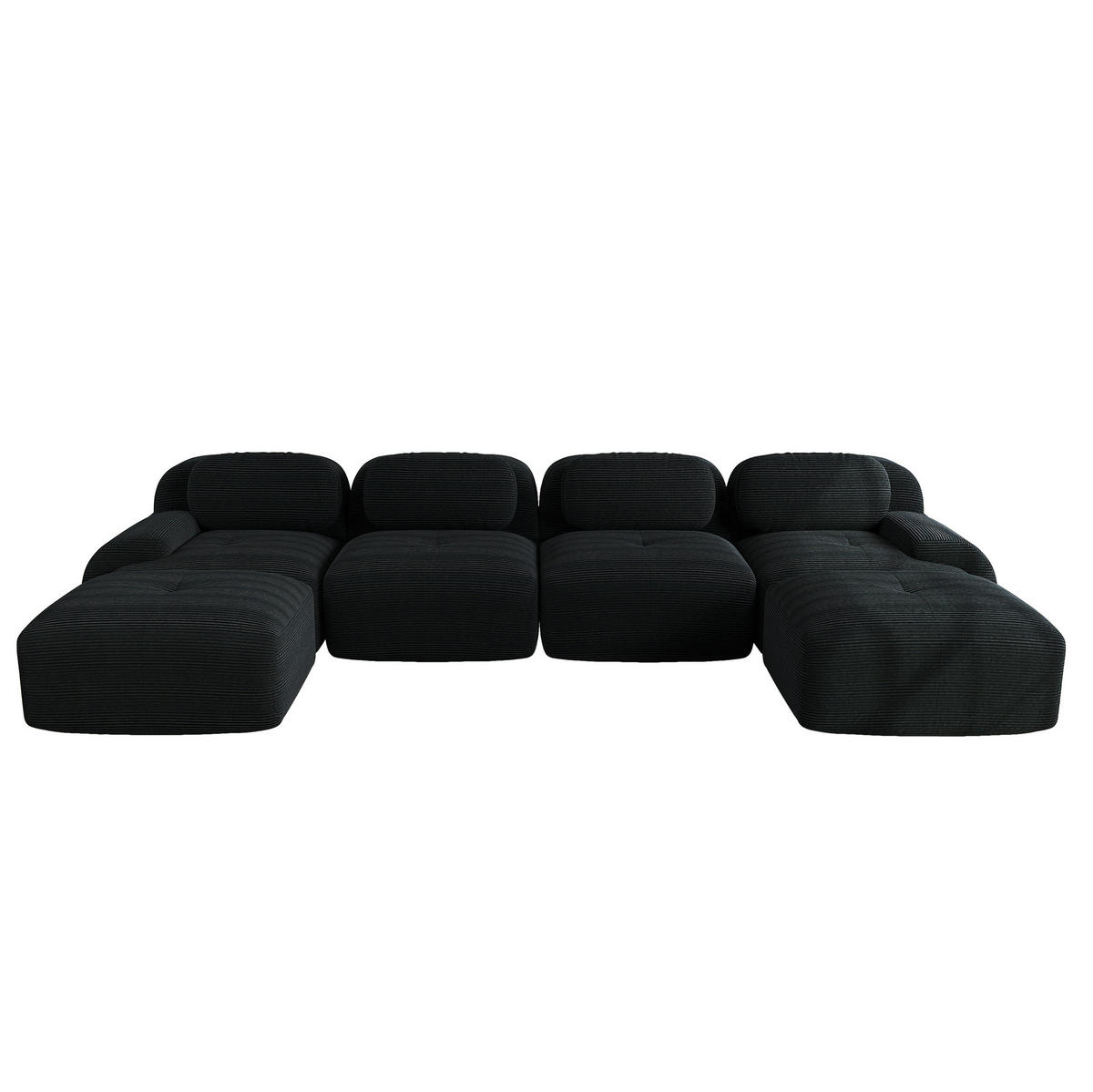 MODULÁRNÍ rohová pohovka černá z manšestru s ergonomickým tvarem - černá, textil (178/388cm) - OKWISH