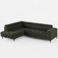 ECKSOFA CANDY CANE Links Grün Bouclé-Stoff mit Schlaffunktion und Bettkasten - Olivgrün, Textil (264/192cm) - Barchello