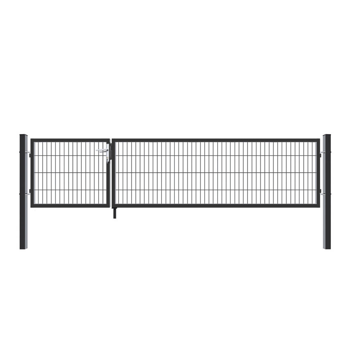 DOPPELFLÜGEL Gartentor ADITUS - 100 x 350 cm Anthrazit - Anthrazit, Metall (350/100/6cm) - Home Deluxe