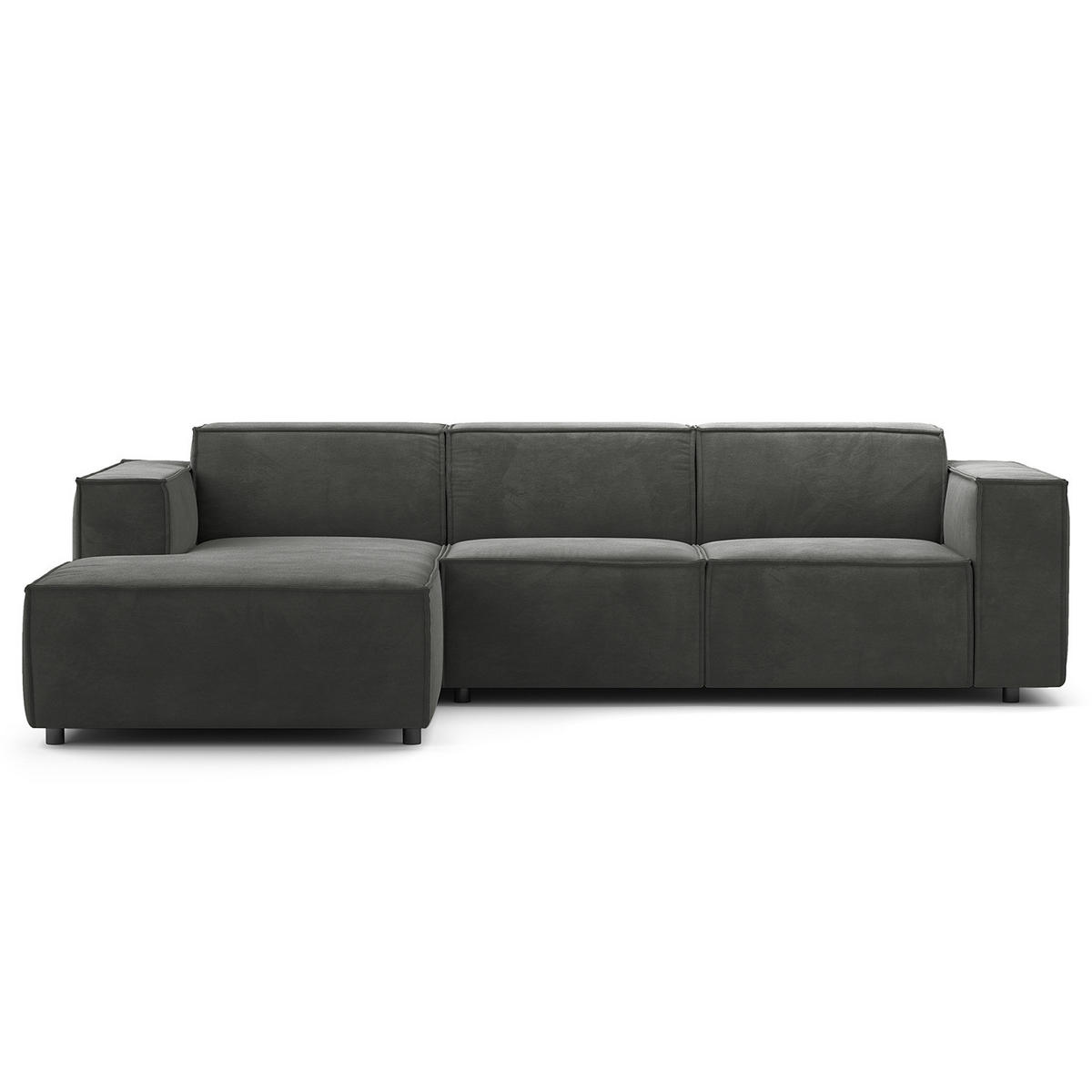ECKSOFA mit Longchair - Schwarz/Grau, Kunststoff/Textil (260/177cm) - home24