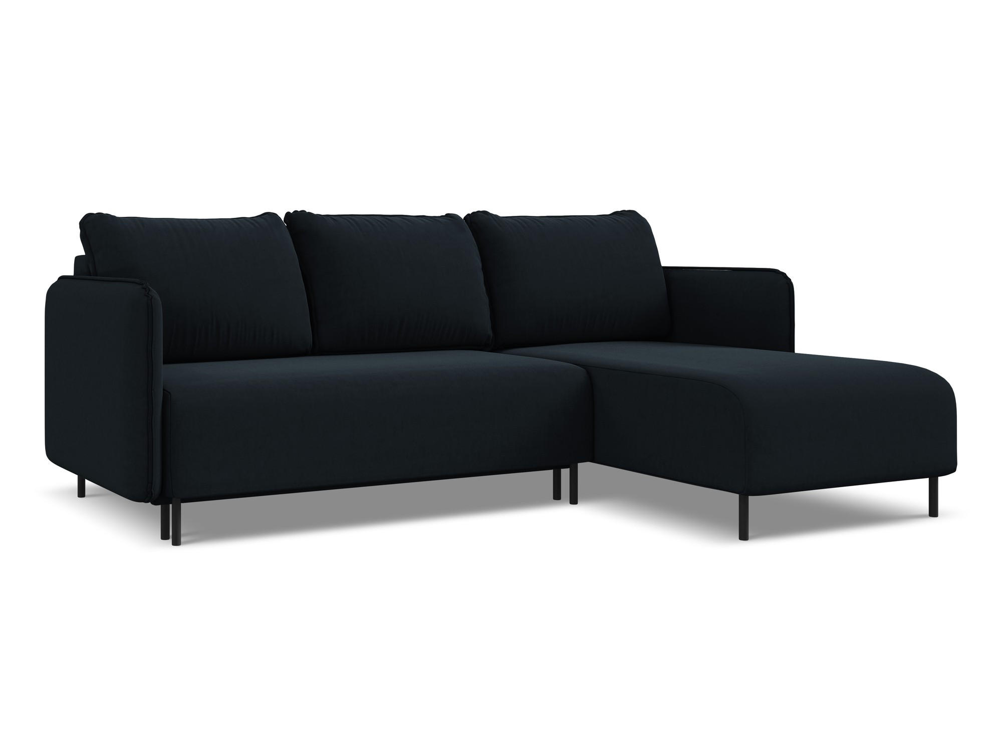 ECKSOFA mit Schlaffunktion Samt Stoff Blau - Blau/Schwarz, Holz/Textil (236/162cm) - Makamii