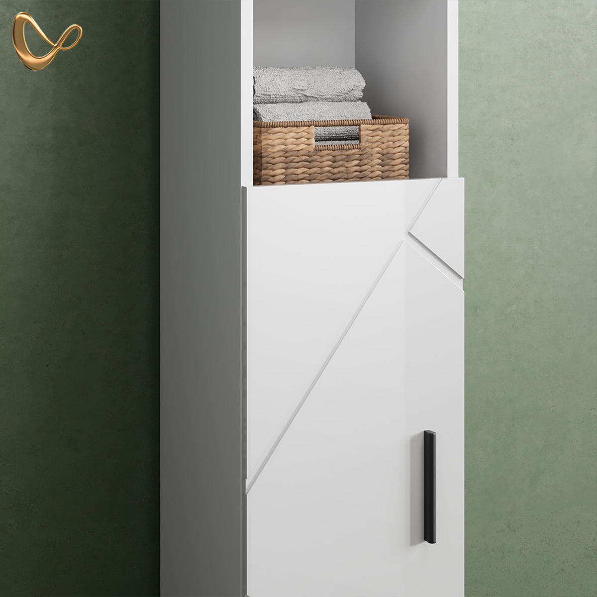 BADMÖBEL-SET Ronco Weiß Hochglanz 3 Teile, mit Schubladenschrank und Hochschrank - Weiß Hochglanz/Weiß, Holzwerkstoff (80/58/41cm) - Livinity®