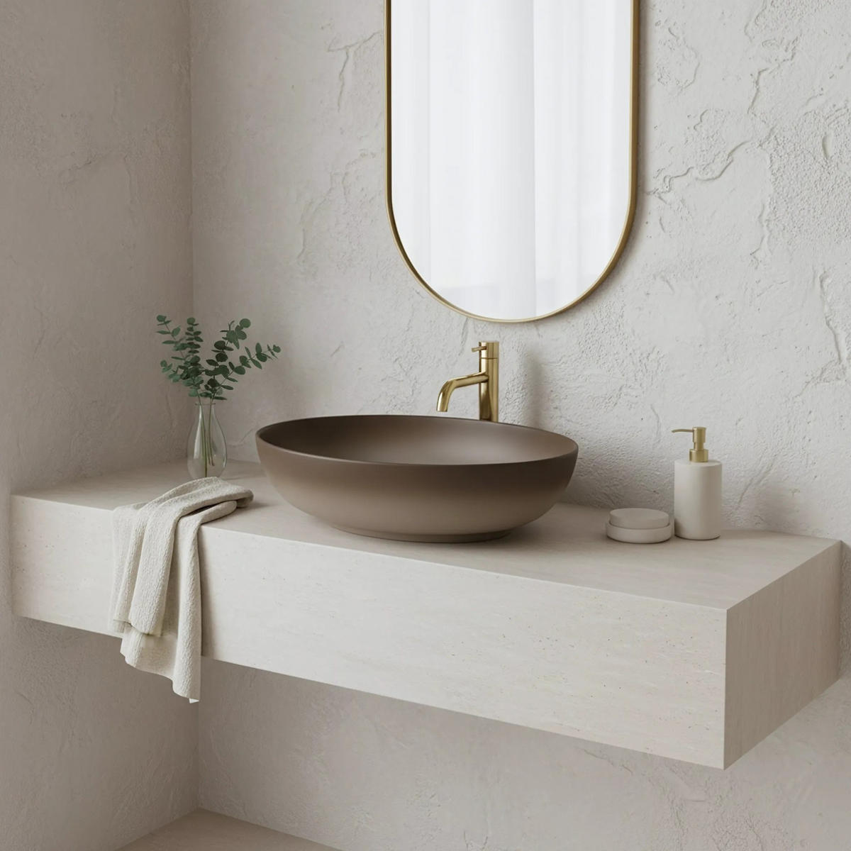 AUFSATZWASCHBECKEN Rea Carola Ombre - Beige, Keramik (39/14/51.5cm) - REA