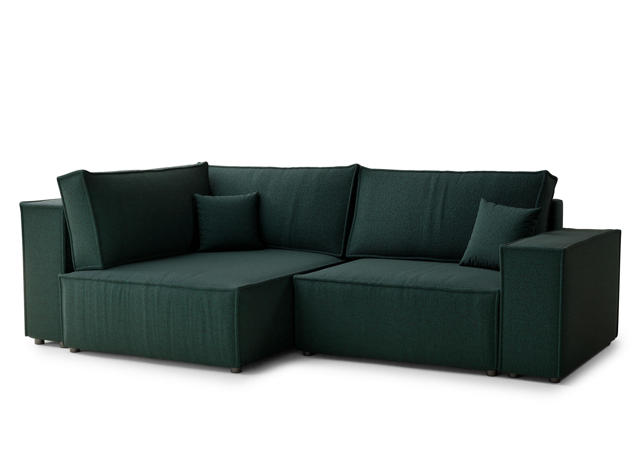 ECKSOFA MIT SCHLAFFUNKTION Tonga Grün Webstoff - Schwarz/Grün, Holz/Holzwerkstoff (105/225cm) - Maison de Reve