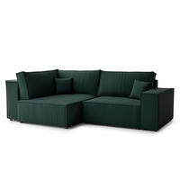 ECKSOFA MIT SCHLAFFUNKTION Tonga Grün Webstoff - Schwarz/Grün, Holz/Holzwerkstoff (105/225cm) - Maison de Reve