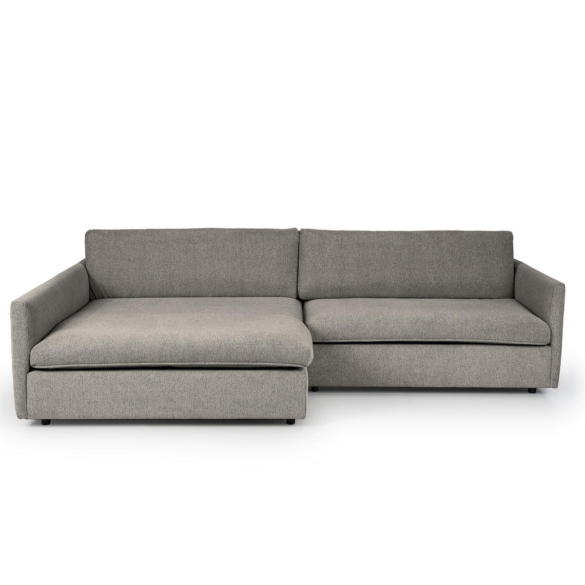 ECKSOFA mit Longchair - Schwarz/Grau, Kunststoff/Textil (290/183cm) - home24