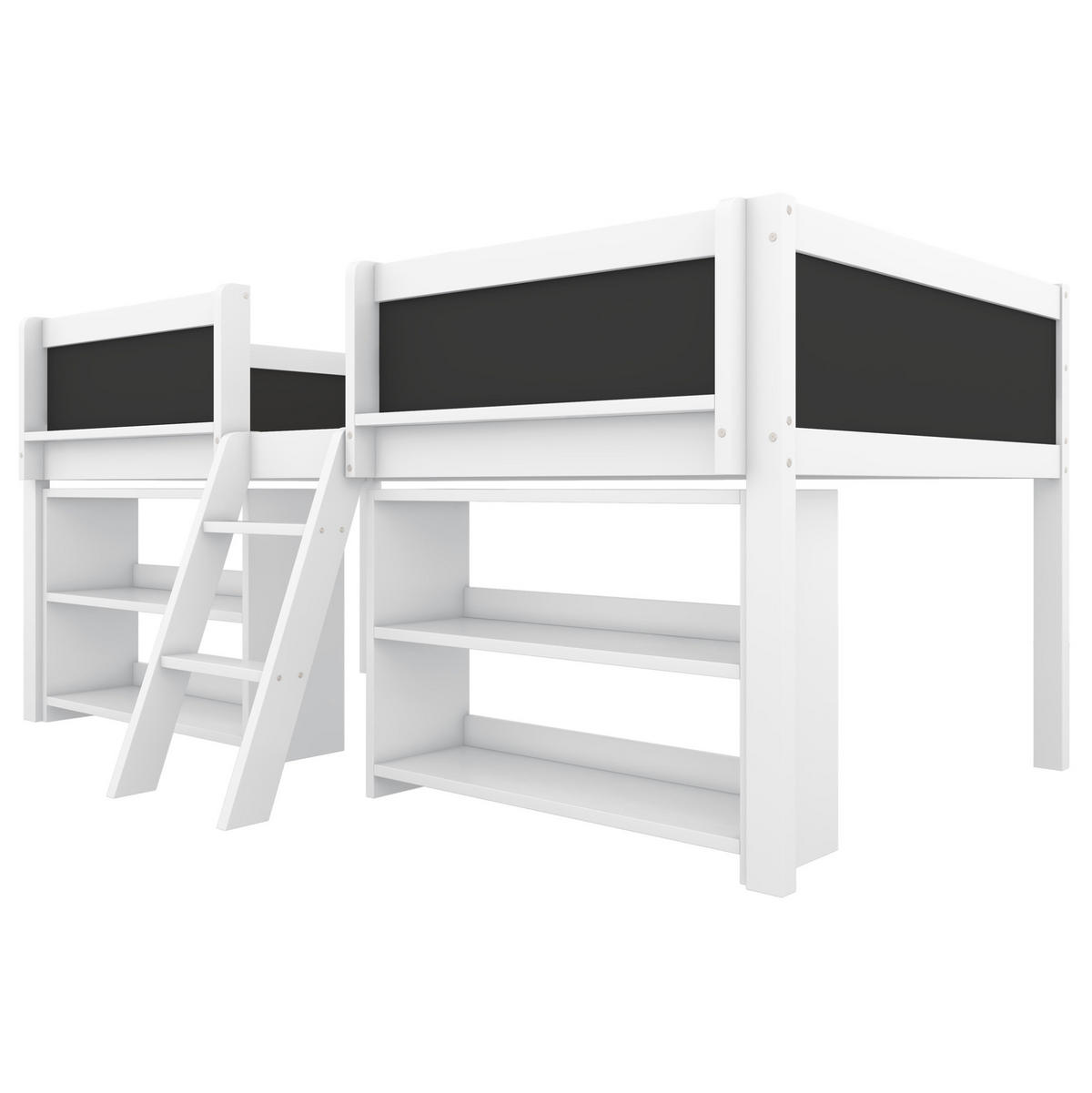 HOCHBETT 90/200 cm Weiß aus Kiefernholz und MDF mit Stauraum - Weiß, Holz (90/200cm) - OKMYHOME