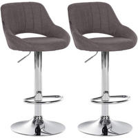 BARHOCKER 2er Set Milos Stoff C dunkelgrau - Chromfarben/Dunkelgrau, Textil/Metall (47/106/48cm) - TPFLiving