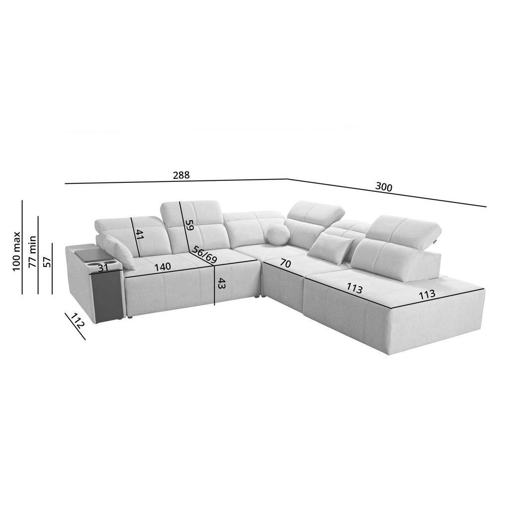Thumbnail - Kaiser Möbel Ecksofa, Hellgrau, Holz, 4-Sitzer, L-Form, Ottomane links, Ottomane rechts,L-Form, 300x288 cm, Wohnzimmer, ...