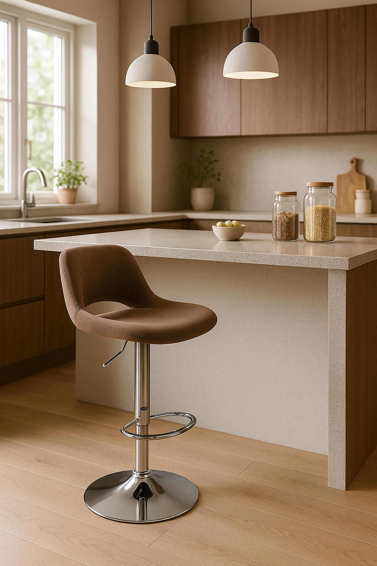 BARHOCKER Campus Samt chrom braun - Chromfarben/Braun, Textil/Metall (42/107/46cm) - TPFLiving