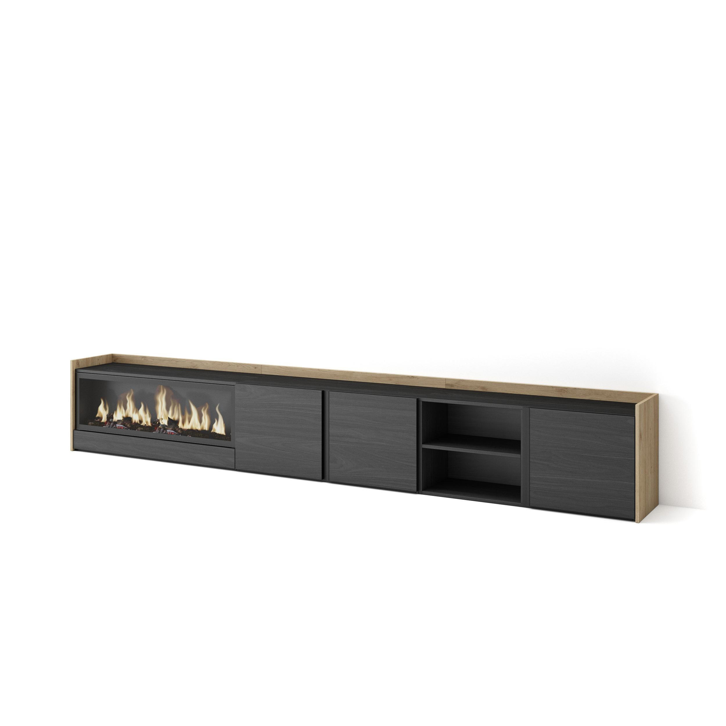 Skraut Home Lowboard, Schwarz 315x50x35 cm