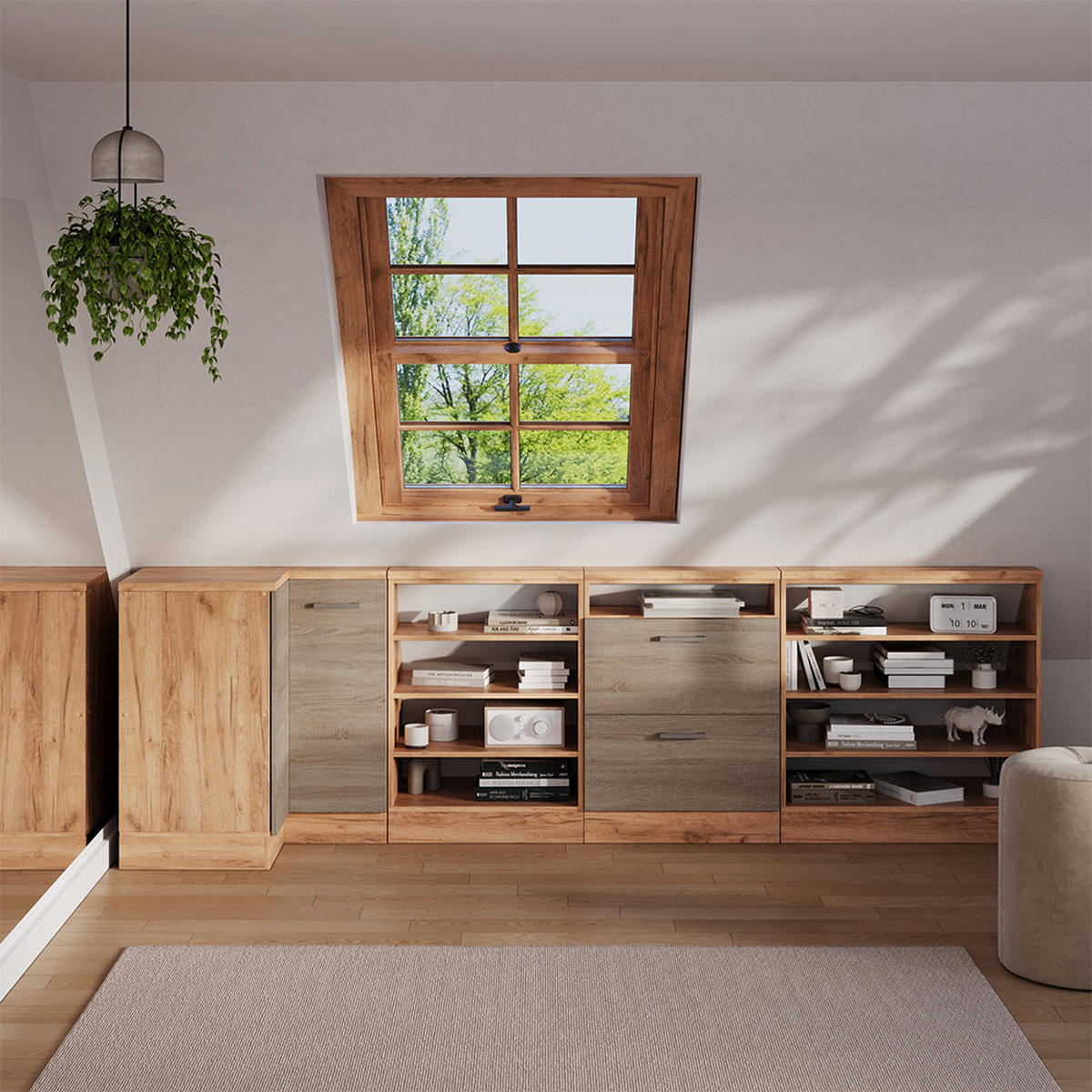 DACHSCHRÄGENSCHRANK ECKSCHRANK Rion Sonoma/Goldkraft Eiche 75.6 x 81.6 cm mit 1 Tür - Honigeiche/Sonoma Eiche, Holzwerkstoff (75.6/81.6/75.6cm) - Vicco