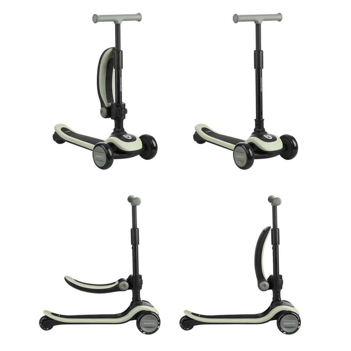 KINDERROLLER 2 in 1 Treo grün Laufrad, Sitz, faltbar, Lenkerhöhe verstellbar - Grün, Metall (63/31/56cm) - Kikka boo