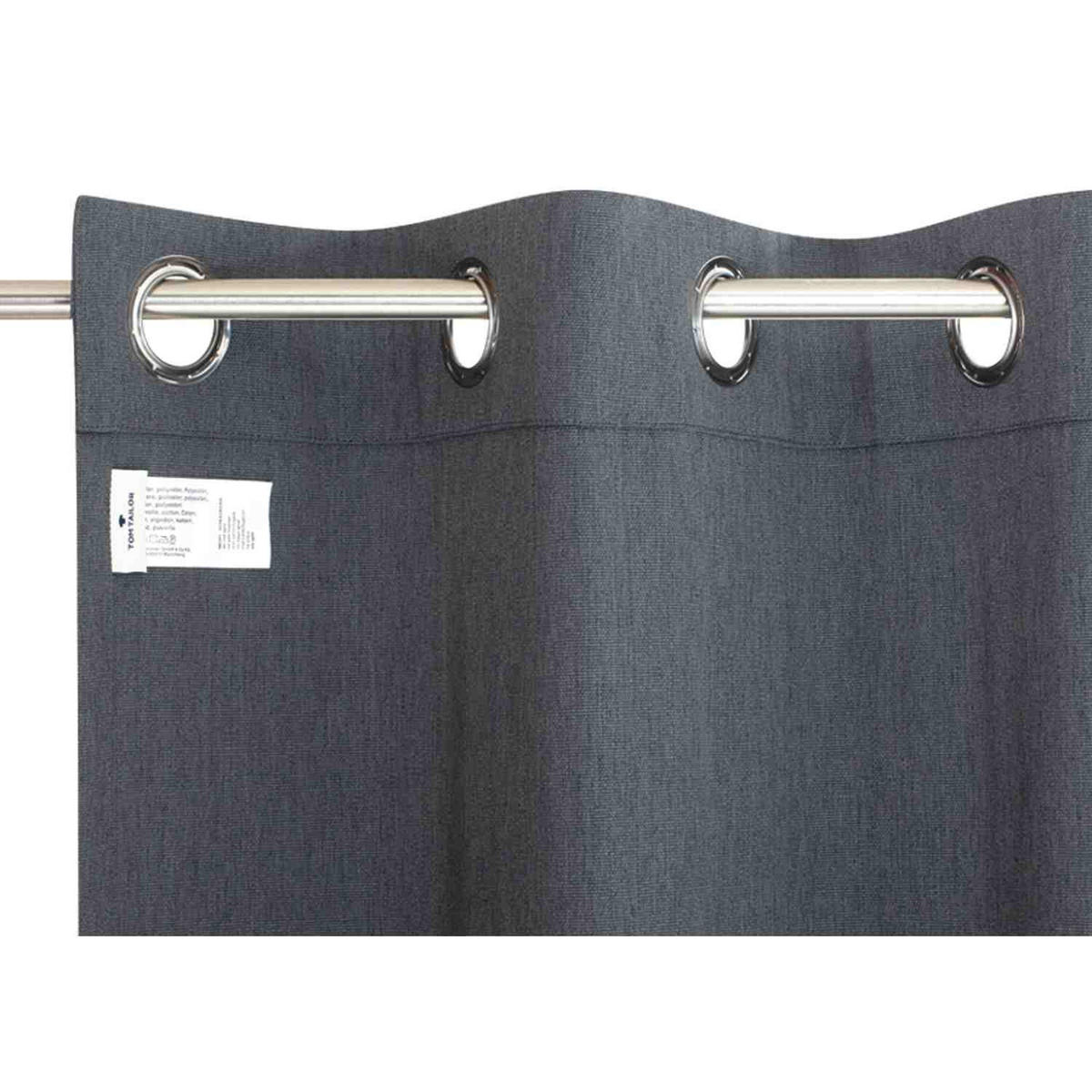 BLICKDICHTER ÖSENVORHANG Dove Signature - Anthrazit, Textil (140/0.5/245cm) - Tom Tailor