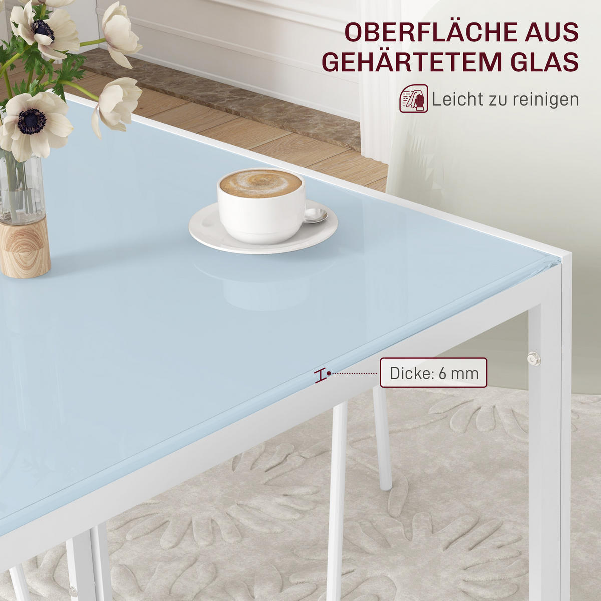 ESSTISCH Esszimmertisch Quadratischer Küchentisch für 4 Personen, Weiß - Weiß, Metall (75/75/75cm) - HOMCOM