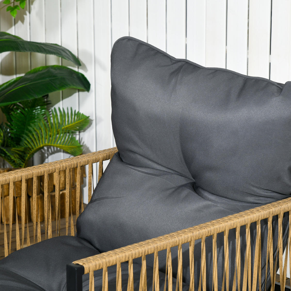 LOUNGEGARNITUR 106/72/70 cm Dunkelgrau aus Polyester 4er Set - Dunkelgrau, Holzwerkstoff - OKMYHOME