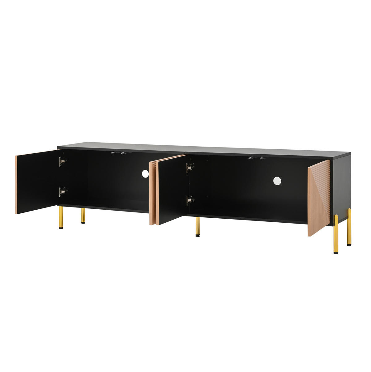 TV-SCHRANK mit 4 Türen 179 x 35 x 53,5 cm Schwarz/Natur - Schwarz, Holzwerkstoff (35/53.5/179cm) - Beauniv
