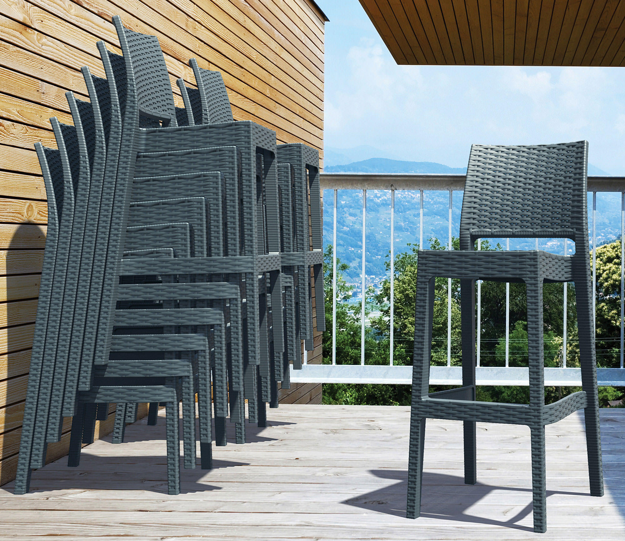 BARHOCKER 2er Set Kunststoff dunkelgrau - Dunkelgrau/Grau, Kunststoff (40/108/51cm) - CLP