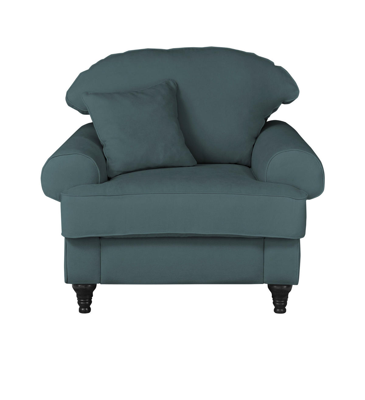 SESSEL blaugrün Landhaus, Loungesessel 110 cm - Dunkelgrün/Braun, Holz/Textil (110/95/100cm) - Furn.Design