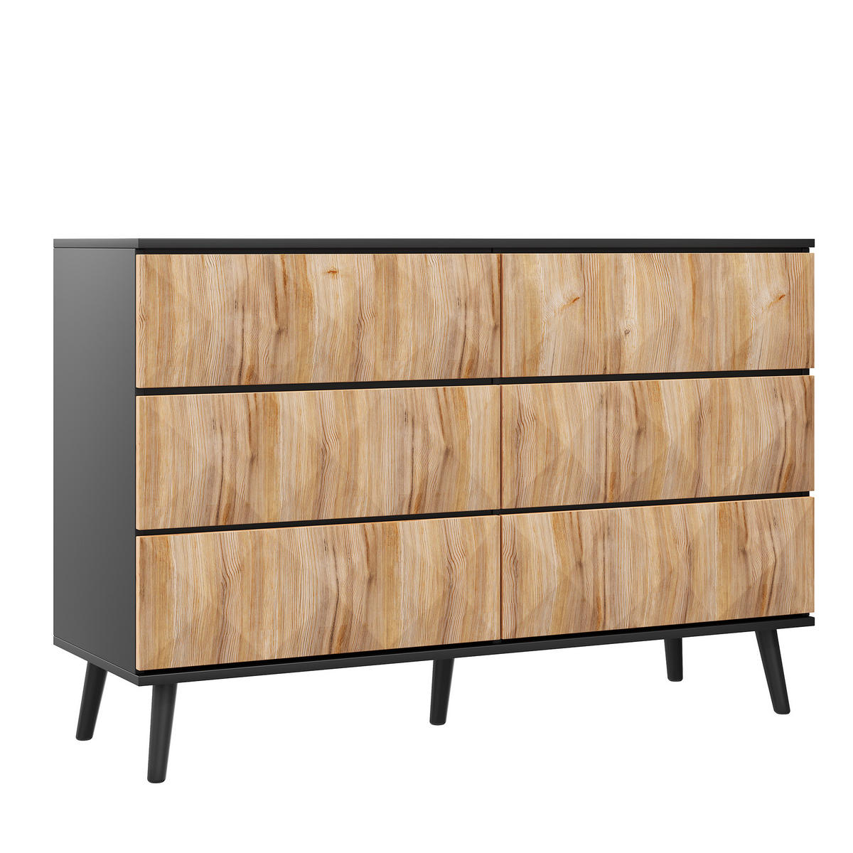 SIDEBOARD Schwarz Naturfarben 120/40/85 cm - Schwarz, Holzwerkstoff (120/85/40cm) - PANGIVO