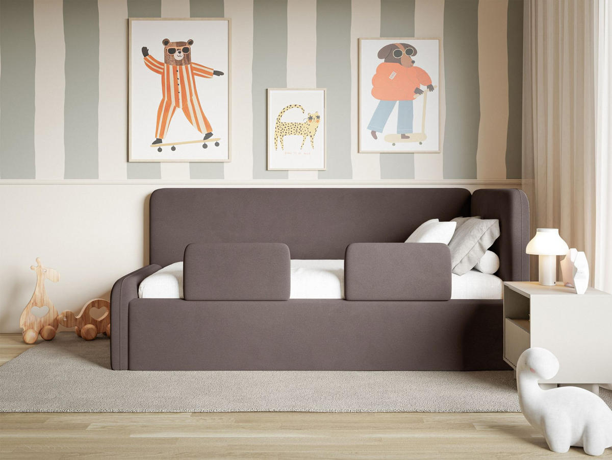 KINDERBETT Fanko Samt Braun 90x200 cm - Schwarz/Braun, Kunststoff/Textil (90/200cm) - Selsey