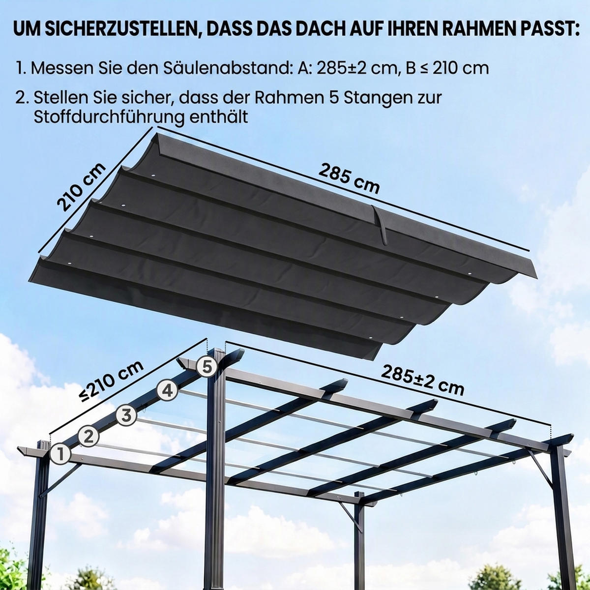 ERSATZDACH für Pergola, Dunkelgrau - Dunkelgrau, Kunststoff (245/23/286cm) - Outsunny