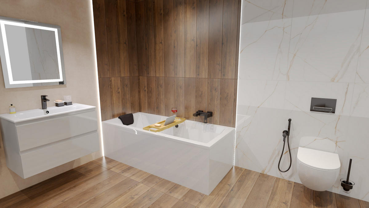 BADEWANNE Rechteck QUADRO 165/75 + Styro + Kopfstütze Ablauf Füße - Weiß, Kunststoff (75/55.5/160cm) - bad land