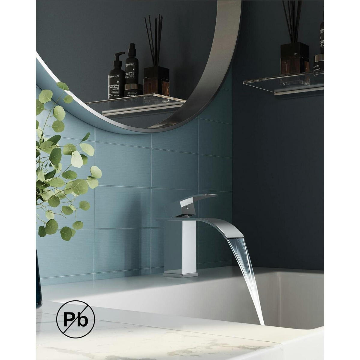 WASCHTISCHARMATUR Wasserfall mit Einhandmischer polierter Chrom Auslaufhöhe 80 mm - Silberfarben, Metall (16.5/17.5/18cm)