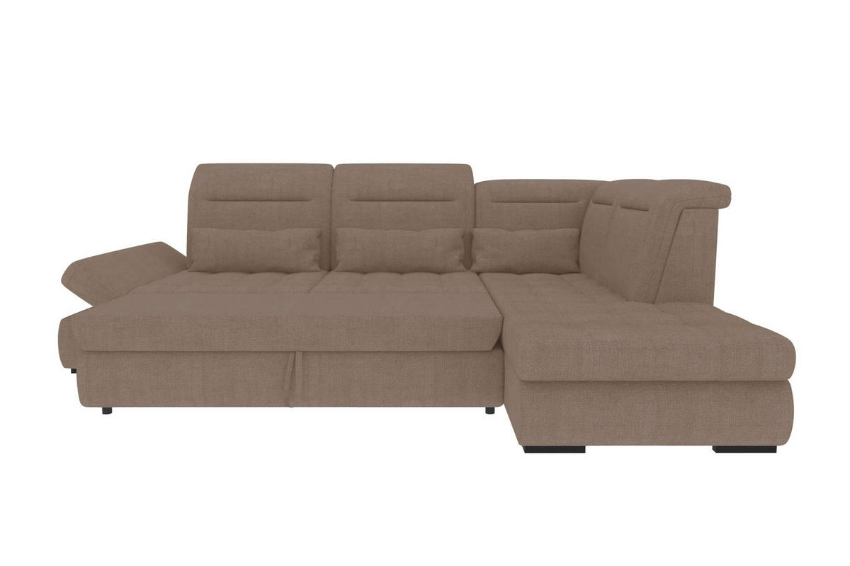 ECKSOFA Toscana Velours inkl. Schlaffunktion - Sandfarben, Textil (279/227cm) - 99rooms