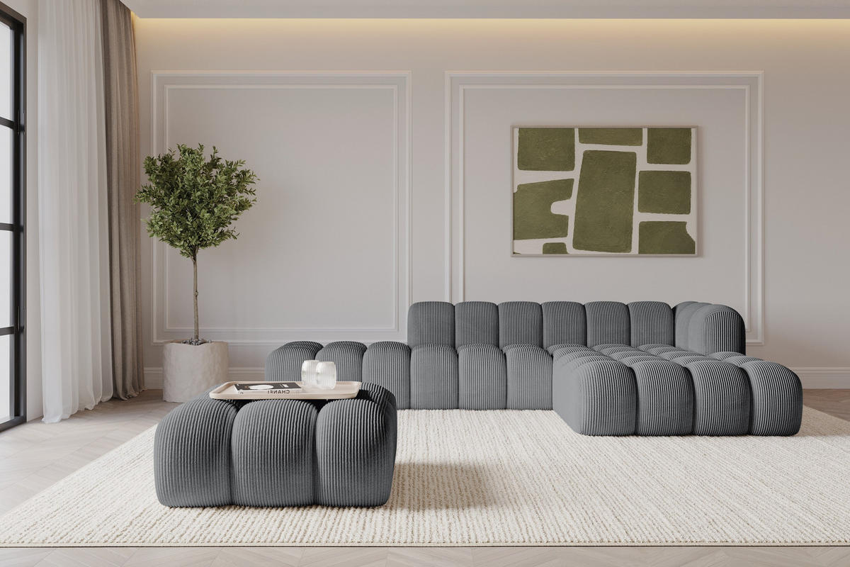 TABURET OLEA-PUF 91x87x44 cm Tmavě šedá Manšestr - černá/tmavě šedá, kompozitní dřevo/textil (91/44/87cm) - ALTDECOR