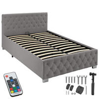 POLSTERBETT Sedona, großer Stauraum, dunkelgrau - Dunkelgrau, Holz (120/200cm) - tectake