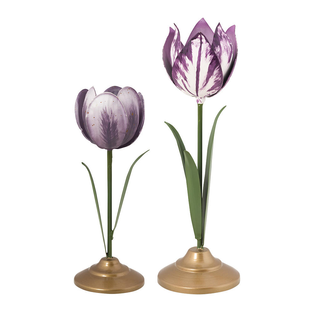 KERZENHALTER 2er-Set Tulpe s metal lilac - Flieder, Metall (7.5/21/7.5cm) - Pip Studio