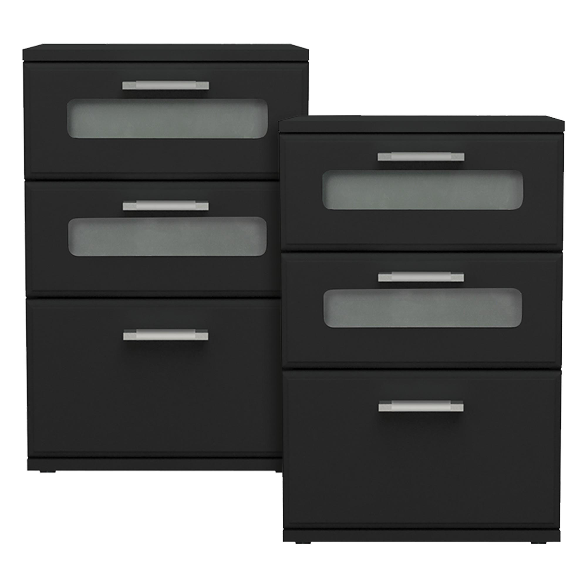NACHTTISCH rechteckig Schwarz 40/60/38 cm - Schwarz, Holzwerkstoff (38/48/40cm) - ML-DESIGN
