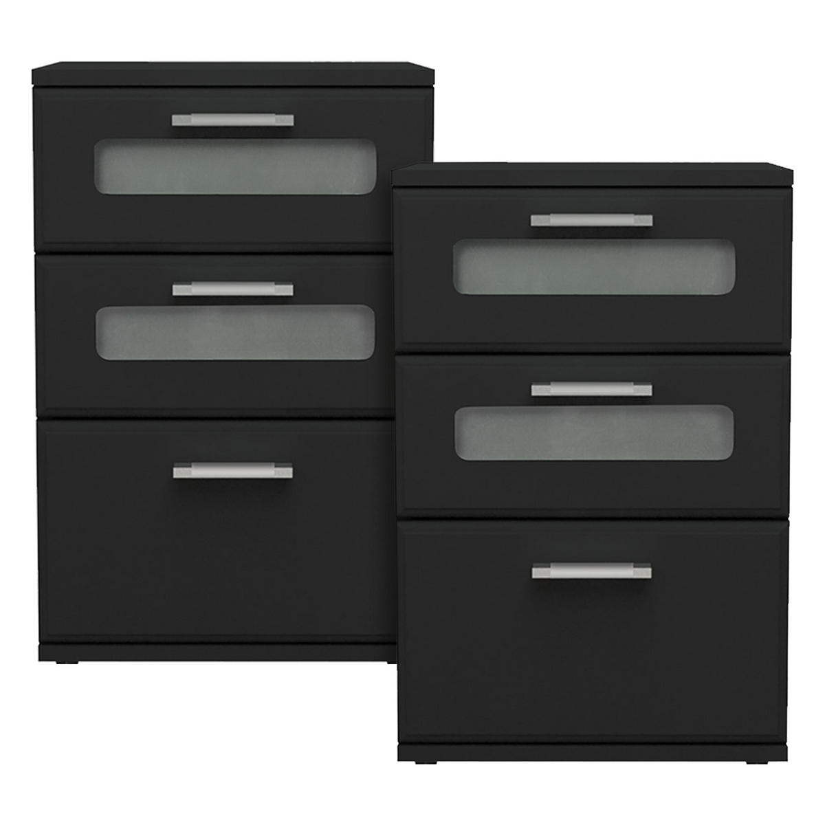 NACHTTISCH rechteckig Schwarz 40/60/38 cm - Schwarz, Holzwerkstoff (38/48/40cm) - ML-DESIGN