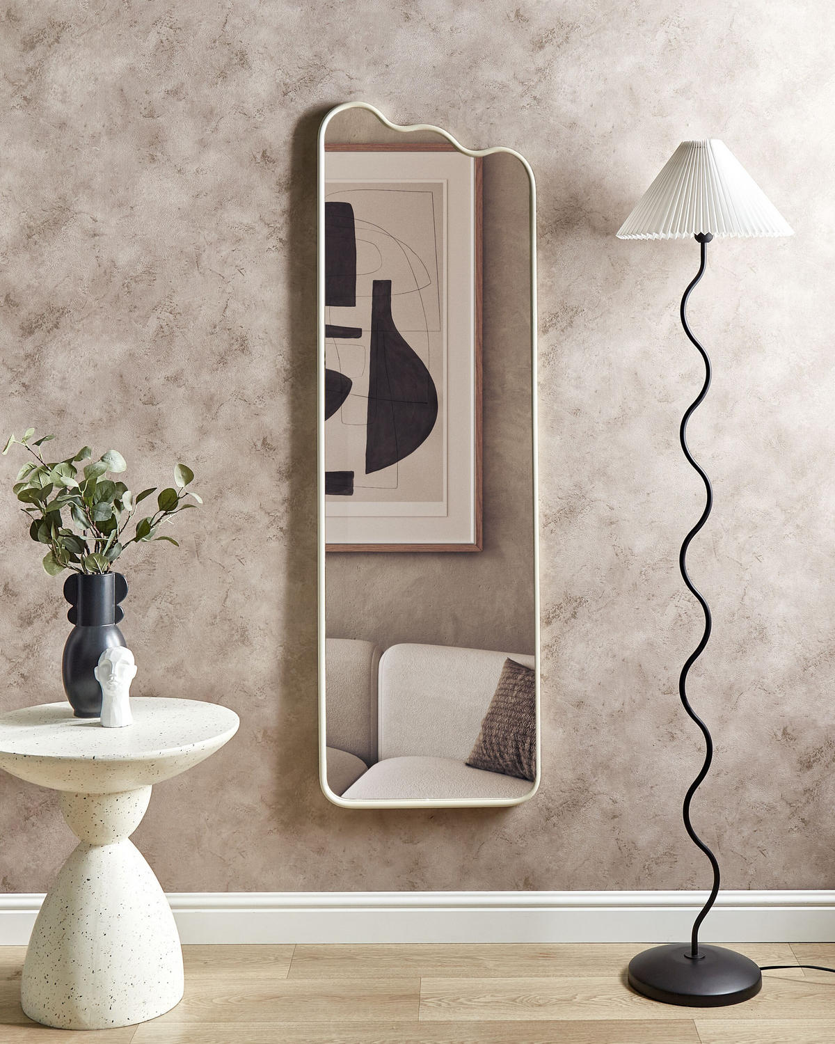 WANDSPIEGEL Metall weiß 45/145 cm Abzac - Weiß, Metall (45/145/3cm) - Beliani