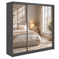 SCHWEBETÜRENSCHRANK Debra 240/216/61 graphit mit Spiegel - Graphitfarben, Holzwerkstoff (240/216/61cm) - Beautysofa