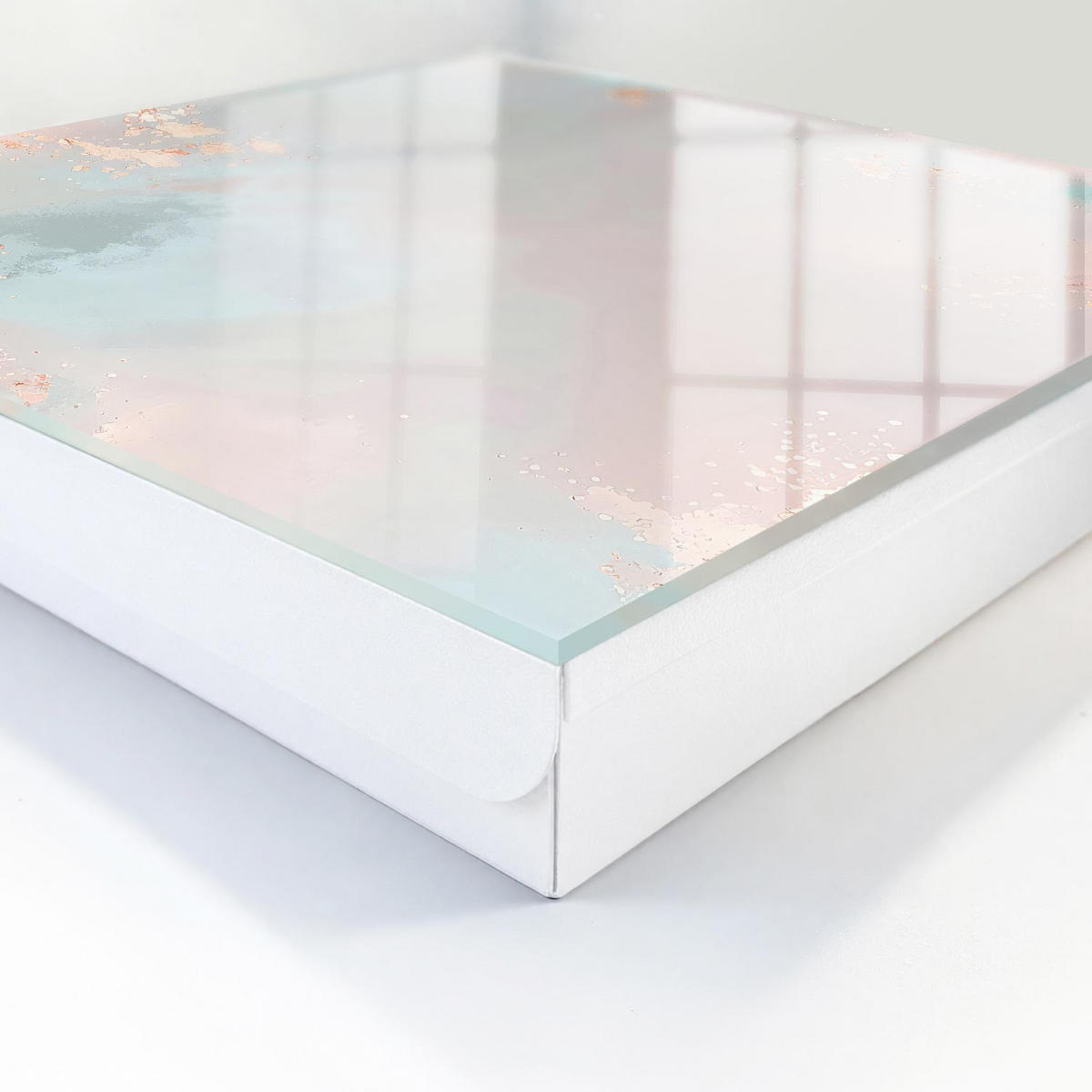 SCHLÜSSELBOX Weiß 30x30 cm – Türöffnung nach rechts - Pastellabstraktion - Beige, Metall (30/30/5cm) - TULUP