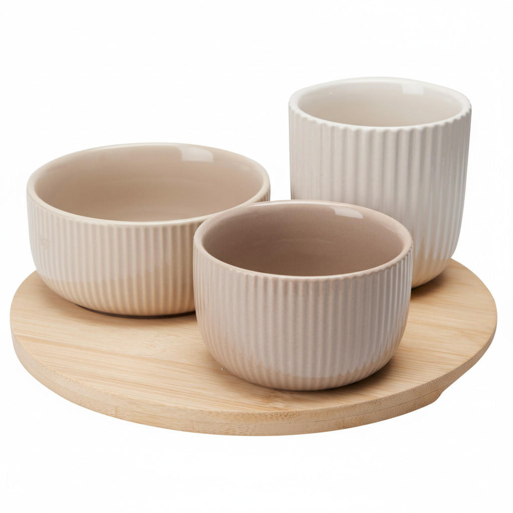 SERVIER-SET Set Liny Beige 20/20/1 cm - Beige, Keramik (20/1/20cm) - Excellent Houseware