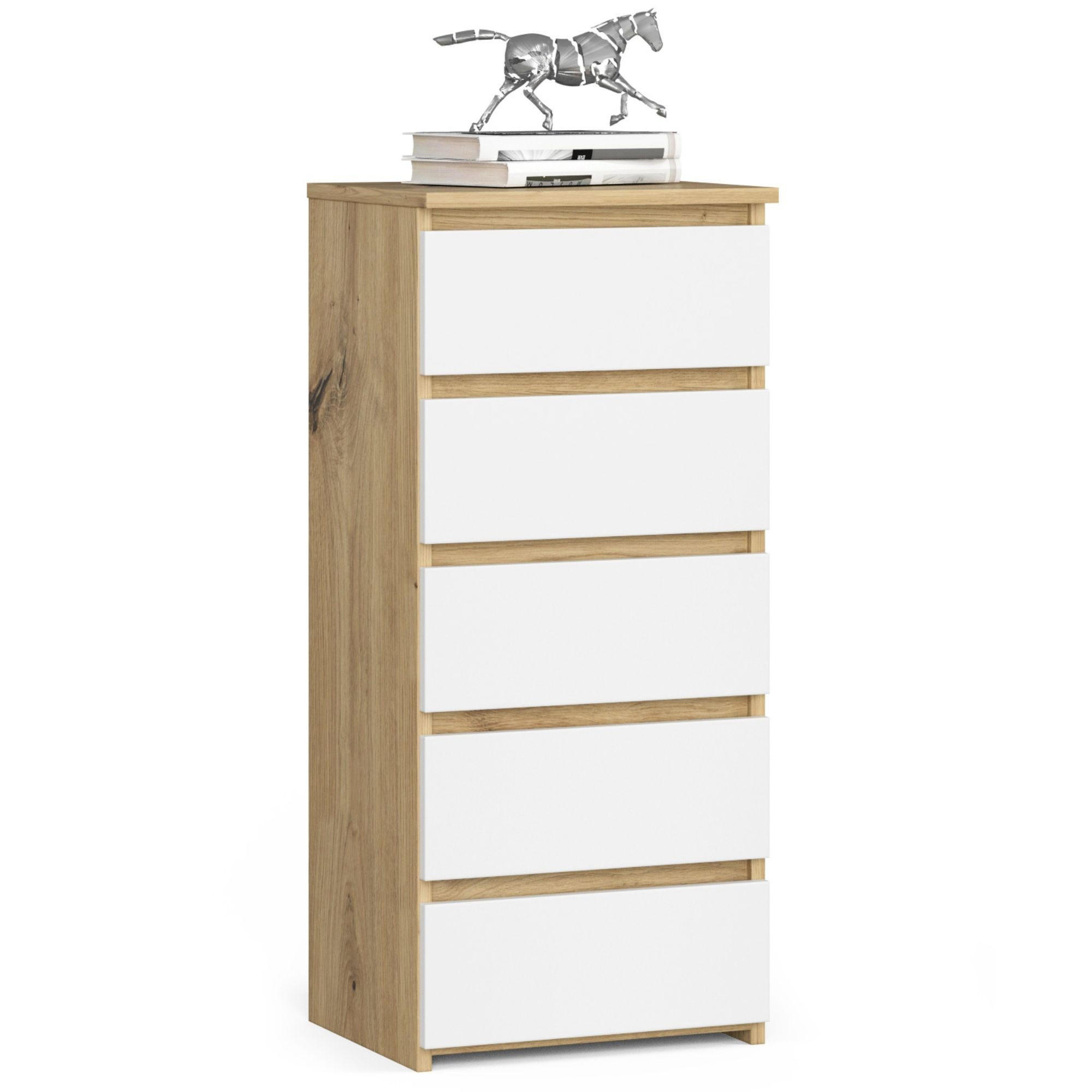 Akord Kommode Eiche Artisan, Weiß 40x92x35 cm