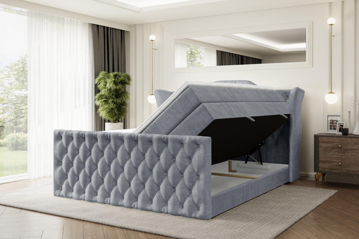BOXSPRINGBETT VILA-Z KING - 180x200 - H3/H4 - Grau - Grau, Holzwerkstoff (180/200cm) - ALTDECOR