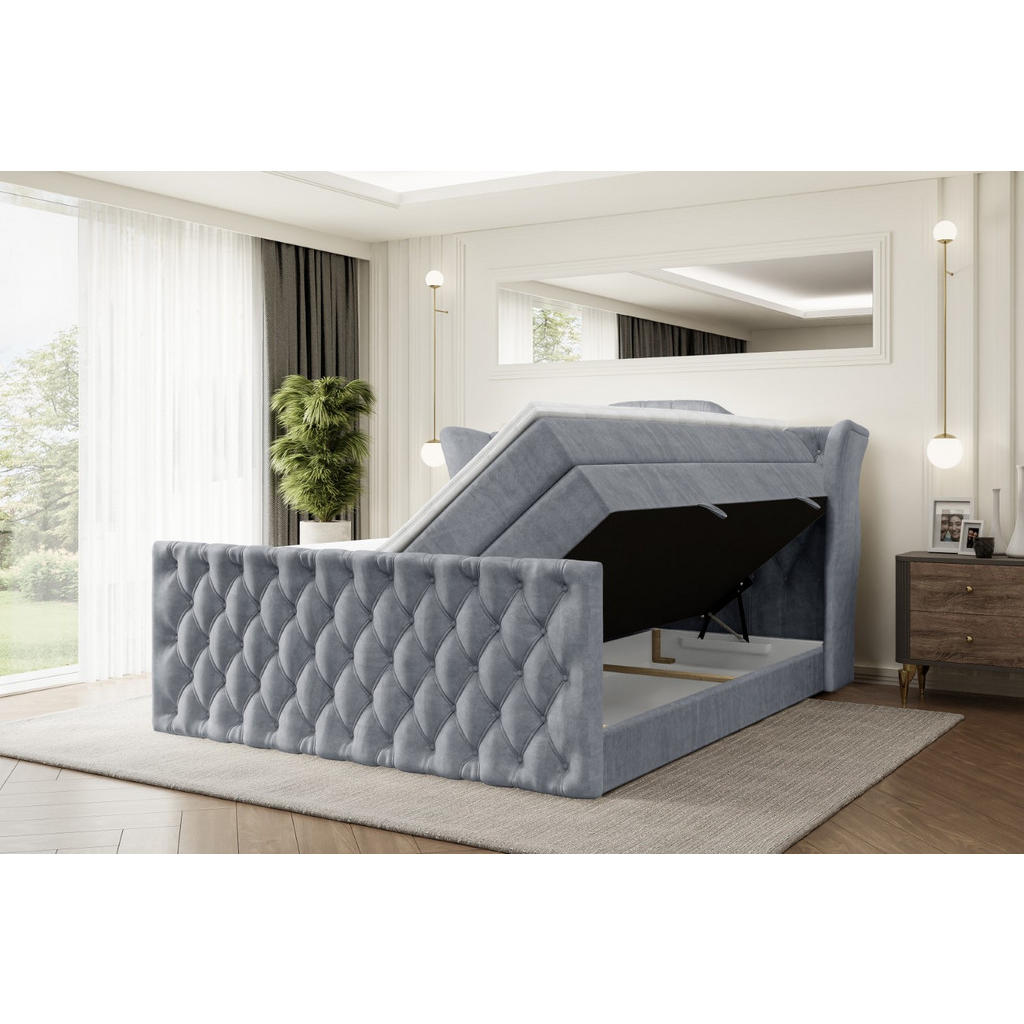 Thumbnail - Altdecor Boxspringbett, Grau, Holzwerkstoff, Höhe ca. 20 cm, 200x200 cm, Schlafzimmer, Betten, Boxspringbetten