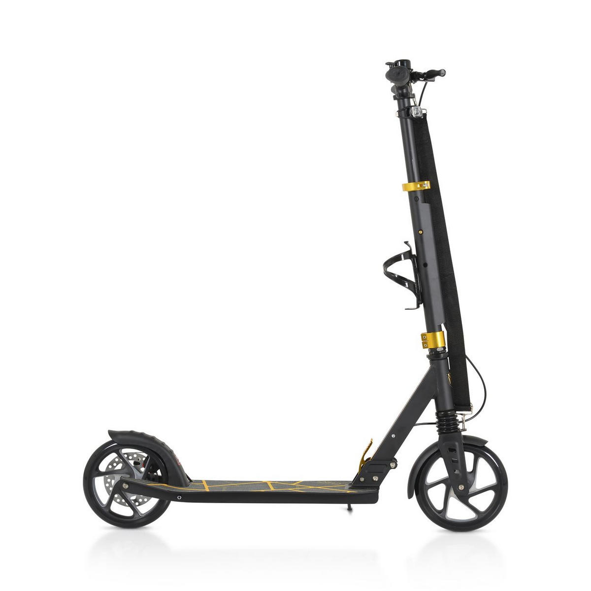KINDERROLLER Chic schwarz PU-Räder, ABEC-7, LED-Licht, Seitenständer, faltbar, höhenverstellbar - Schwarz, Metall (54.5/46/101cm)
