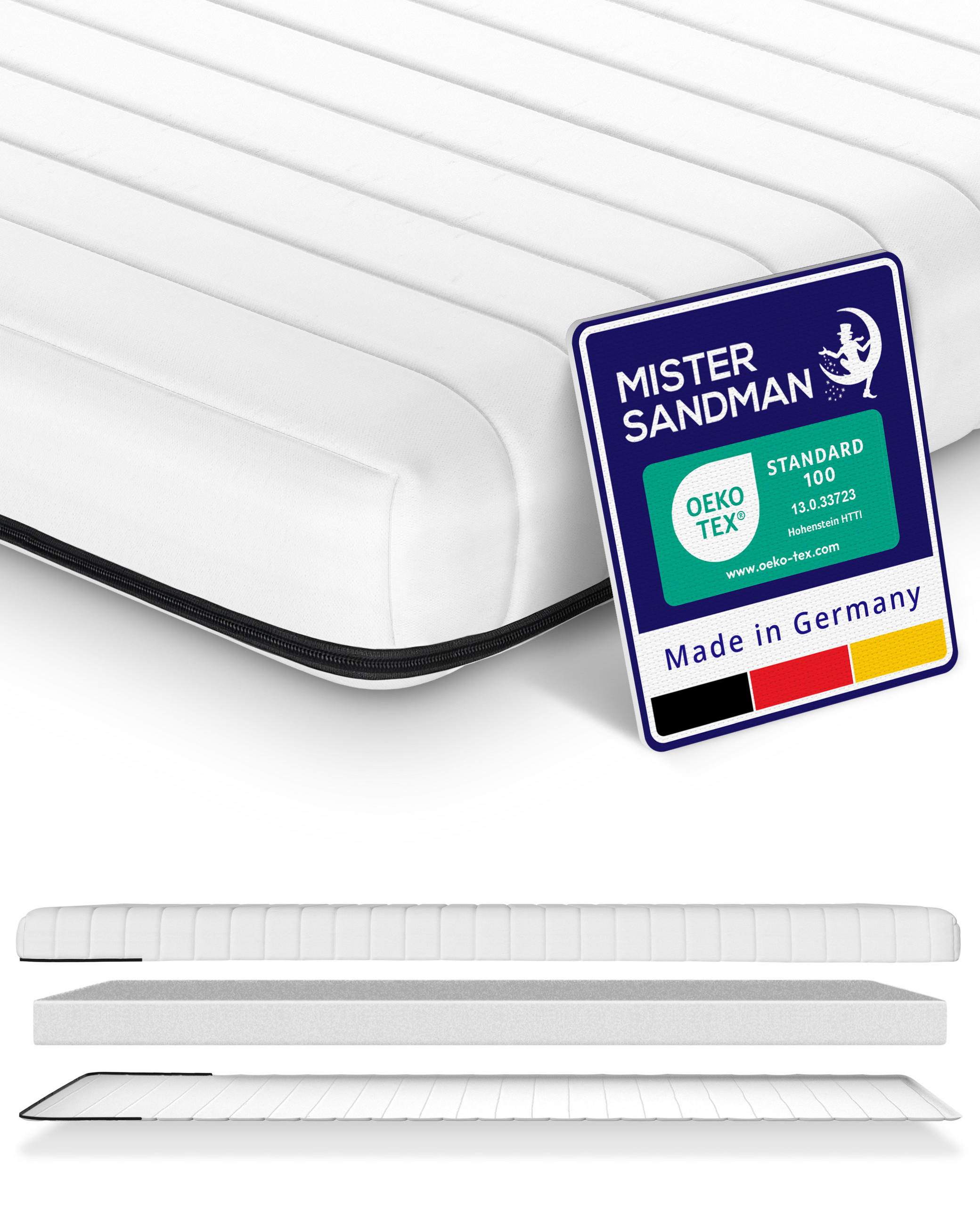 SCHAUMSTOFFMATRATZE 120x200 H3 - waschbarer Bezug - Weiß, Textil (120/200cm) - Mister Sandman
