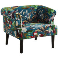 SESSEL Charlie Samt Blumenmuster Petrol - Petrol, Textil (86/70/74cm) - ATLANTIC home collection