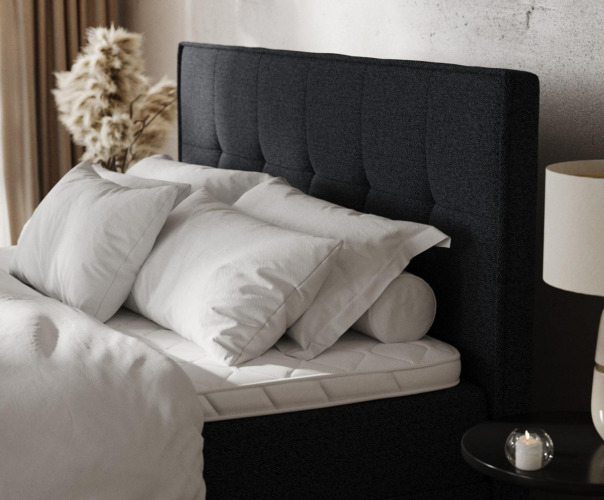 BOXBETT Tivra 140/200 cm Anthrazit im Riva Stoff - Anthrazit/Schwarz, Holz/Holzwerkstoff (140/200cm) - AltaBeds