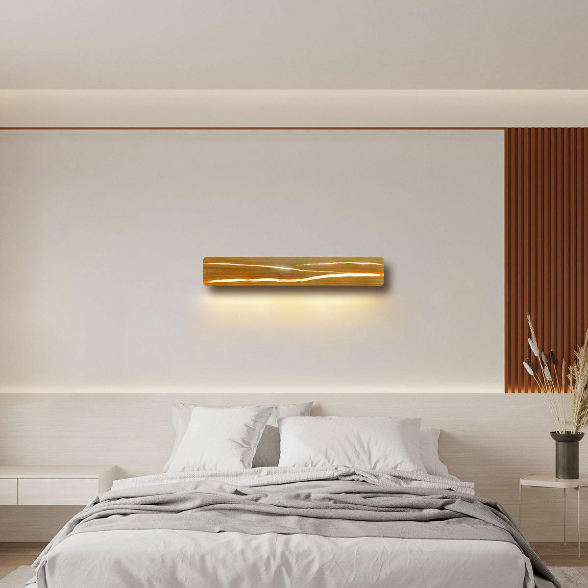LED WANDLEUCHTE Olenly 50/8/3 cm - Braun, Holz/Metall (8/3/50cm) - ZMH