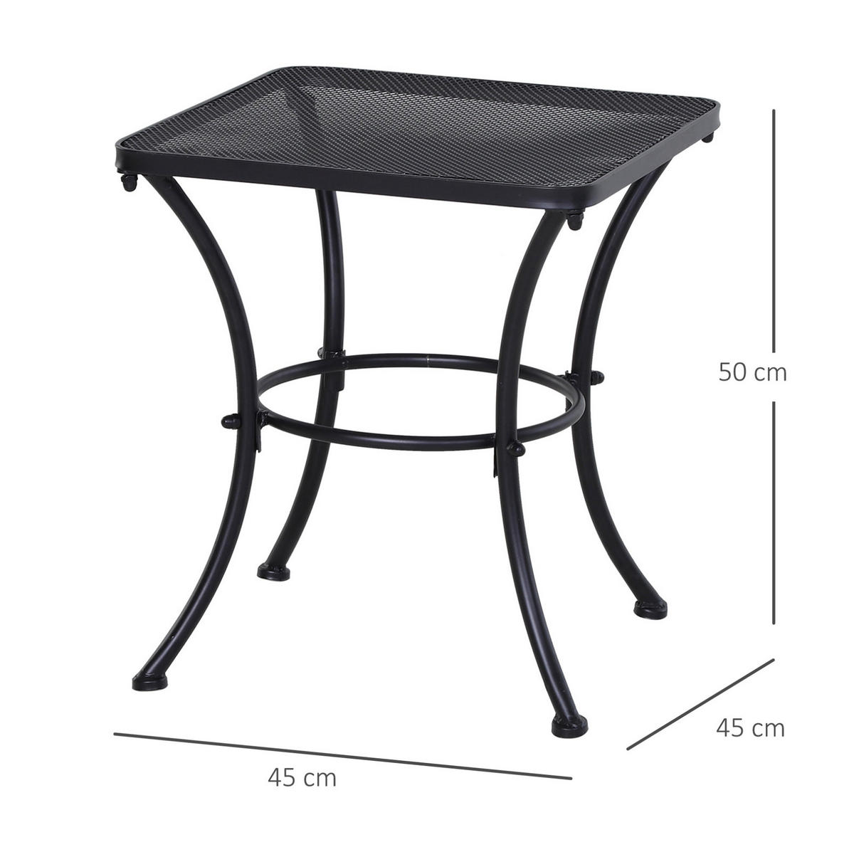 BEISTELLTISCH 45/50/45 cm Schwarz aus Metall mit Mesh-Tischplatte - Weiß, Metall (45/45/50cm) - OKMYHOME